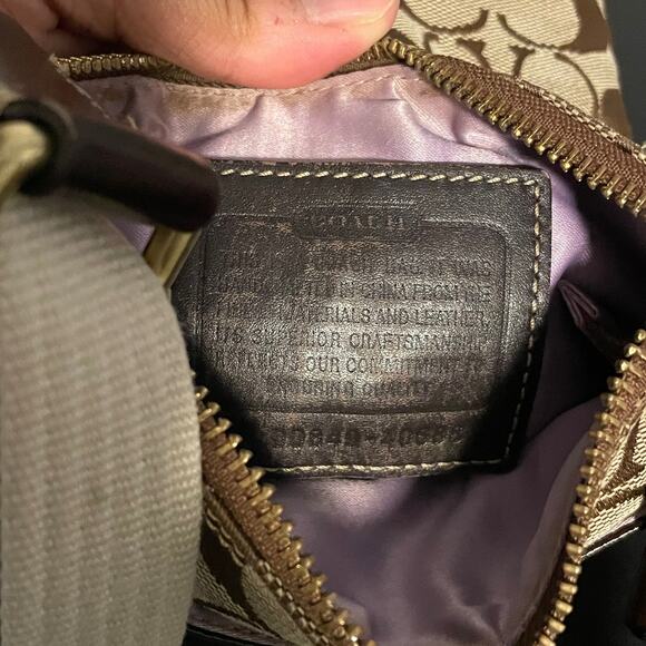 Coach Crossbody Bag Women Adjustable Signature Canvas Full Zip Leather Trim READ - Picture 6 of 12